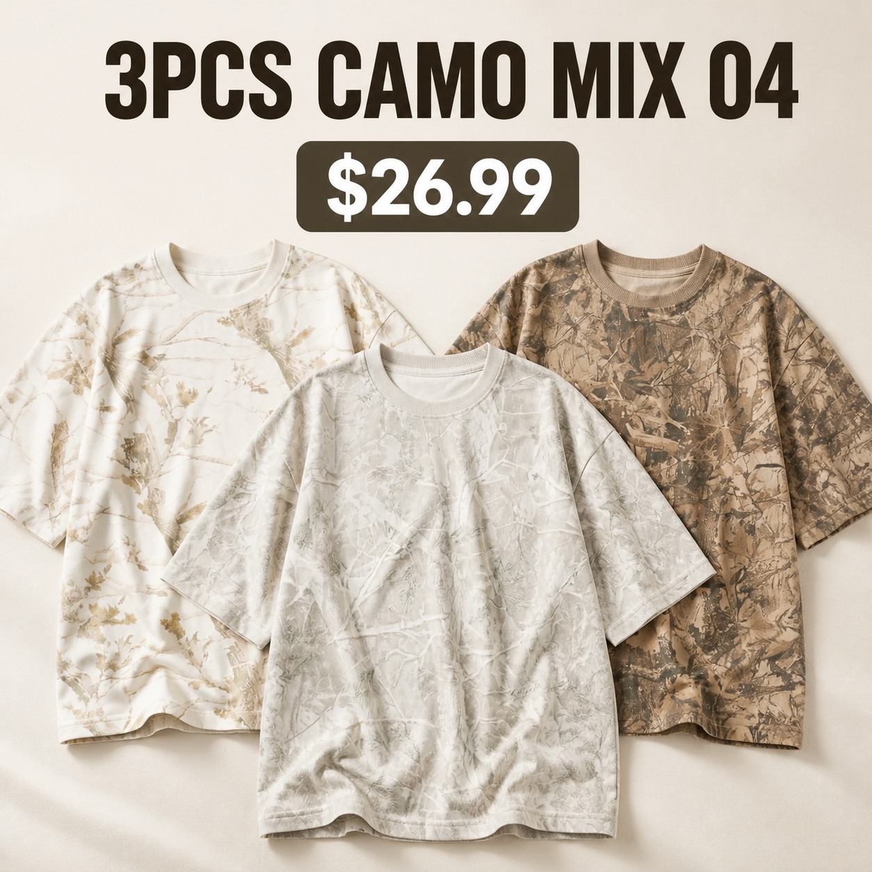Oversized Camo Tee Multi-Piece Sets 3PCS Camo Mix 04 promotional main image