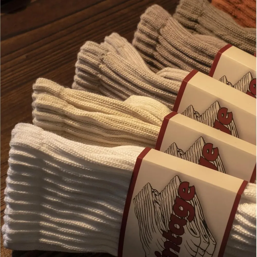 4 Pairs Natural 98% Cotton Crew Socks