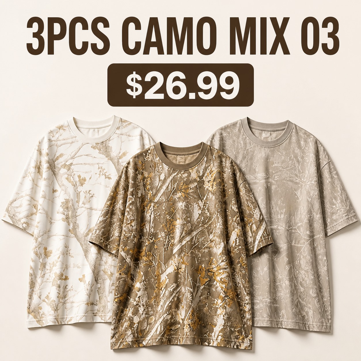 Oversized Camo Tee Multi-Piece Sets 3PCS Camo Mix 03 promotional main image