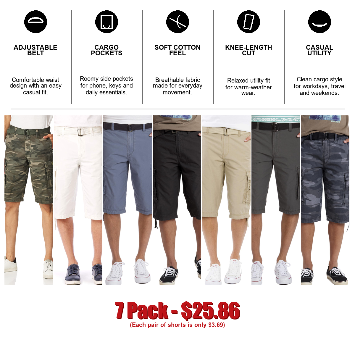 Men's Belted Cargo Pants
