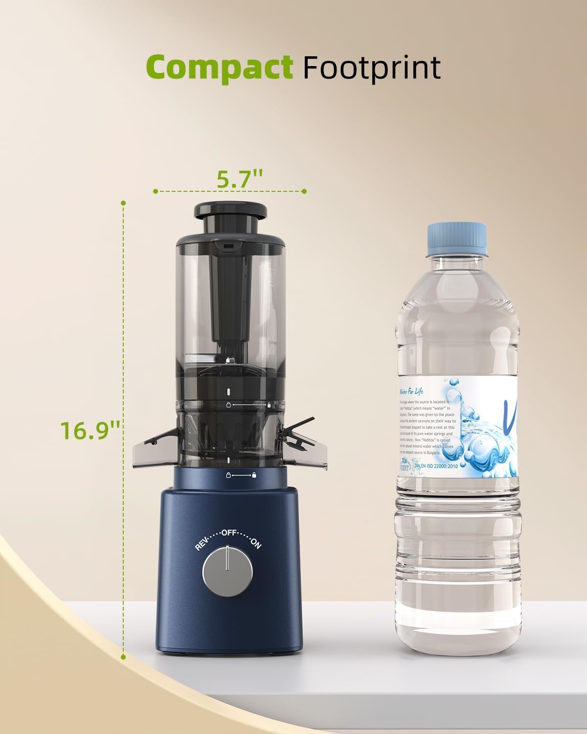 Cold Press Juicer with 8 Juice Bottles - Masticating Juicer Machines for Fruits and Veggies, 4.25" Large Feed Chute, Easy to Clean