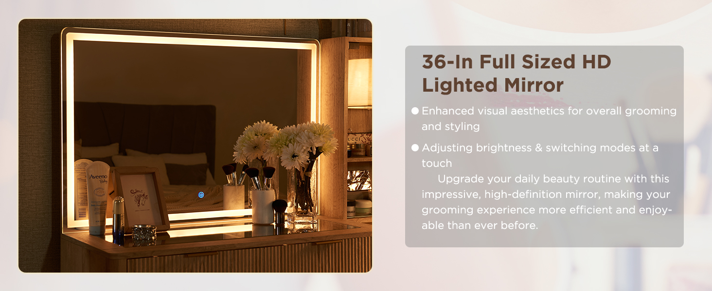 36-In Full Sized HD Lighted Mirror