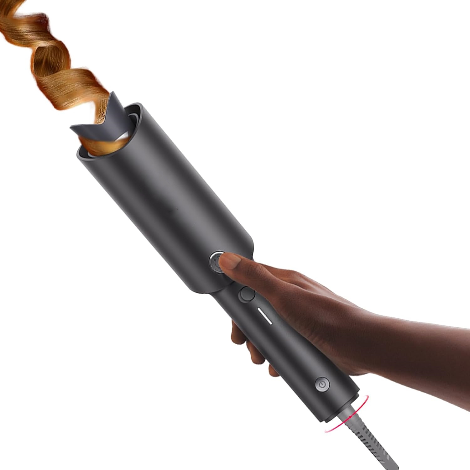 Automatic Rotating Curling Iron - CURLPRO Beach Waves Curling Wand, Portable Hair Curler, 500 Million Ionic, Dual Voltage & Lightweight for Travel, Ceramic Coating, 1 Inch, Metallic Gray