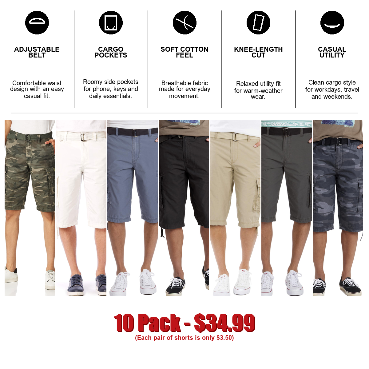 Men's Belted Cargo Pants