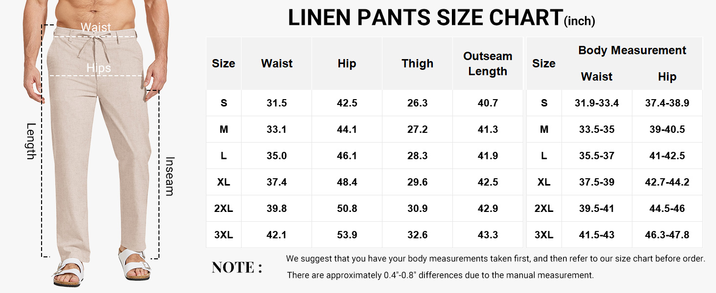COOFANDY Men Cotton Linen Drawstring Pants Casual Lightweight Summer Beach Pants detail image