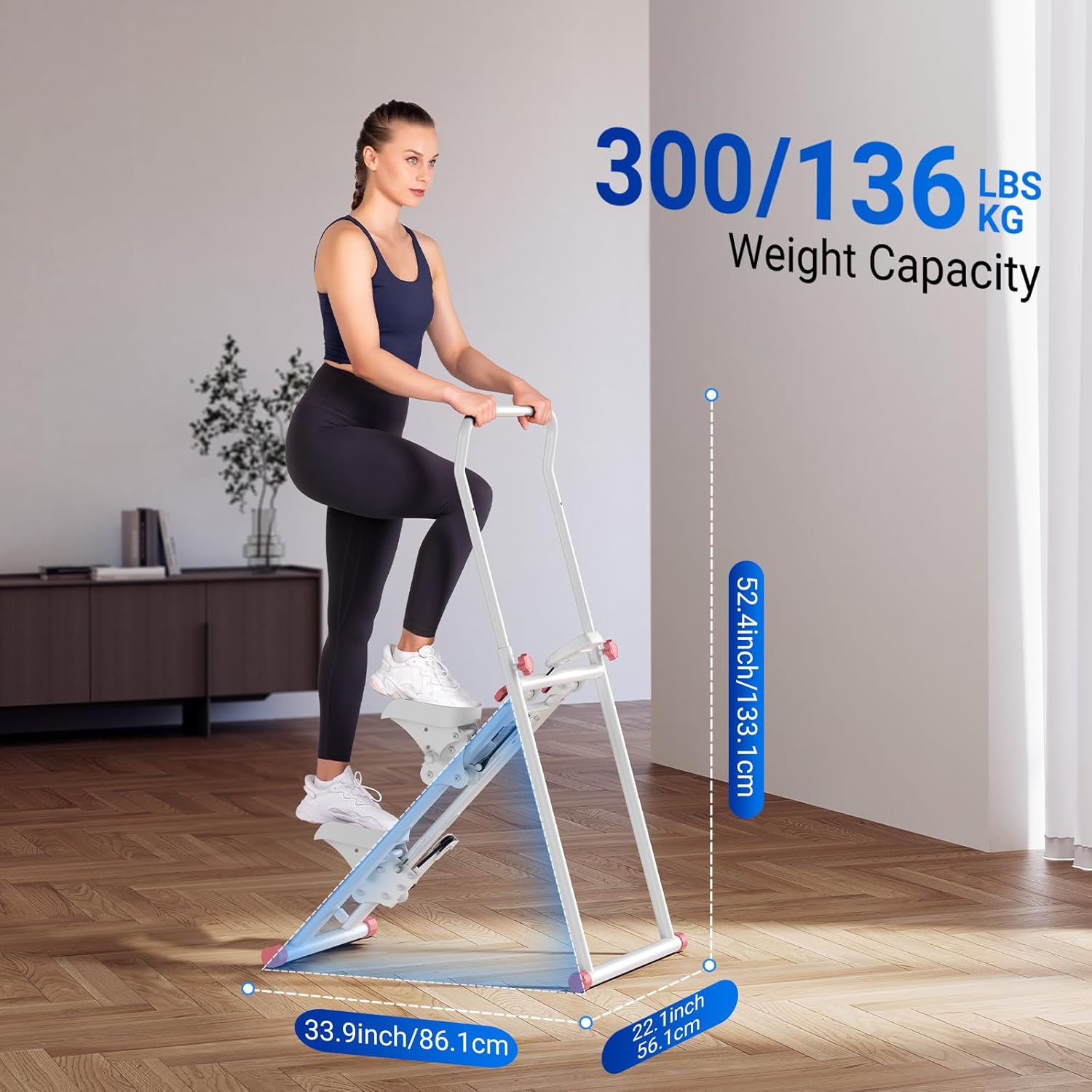 Stair Stepper for Home Gym Exercise, New Version Vertical Climber Machine for Full-Body Workout, Compact Folding Cardio Exercise Climber with Extended Step Range, Adjustable Handlebar & Pedals