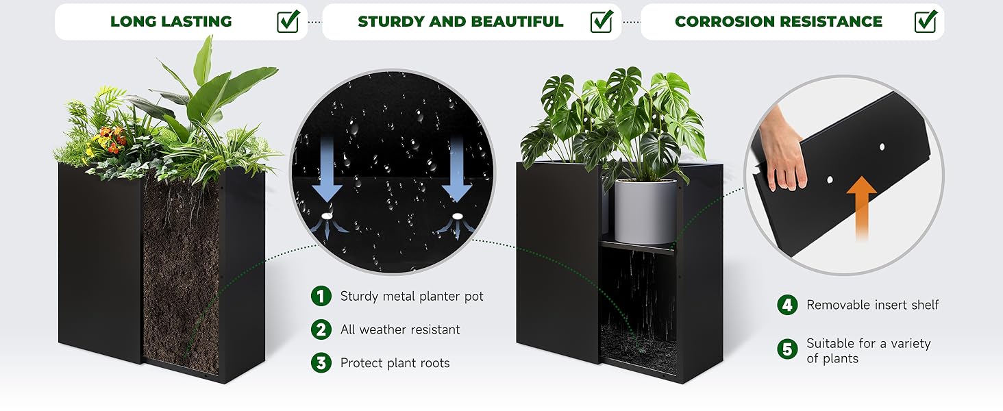 black steel planter