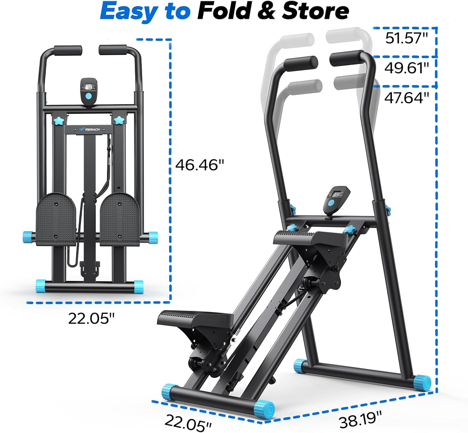 Stair Stepper for Home Gym Exercise, New Version Vertical Climber Machine for Full-Body Workout, Compact Folding Cardio Exercise Climber with Extended Step Range, Adjustable Handlebar & Pedals