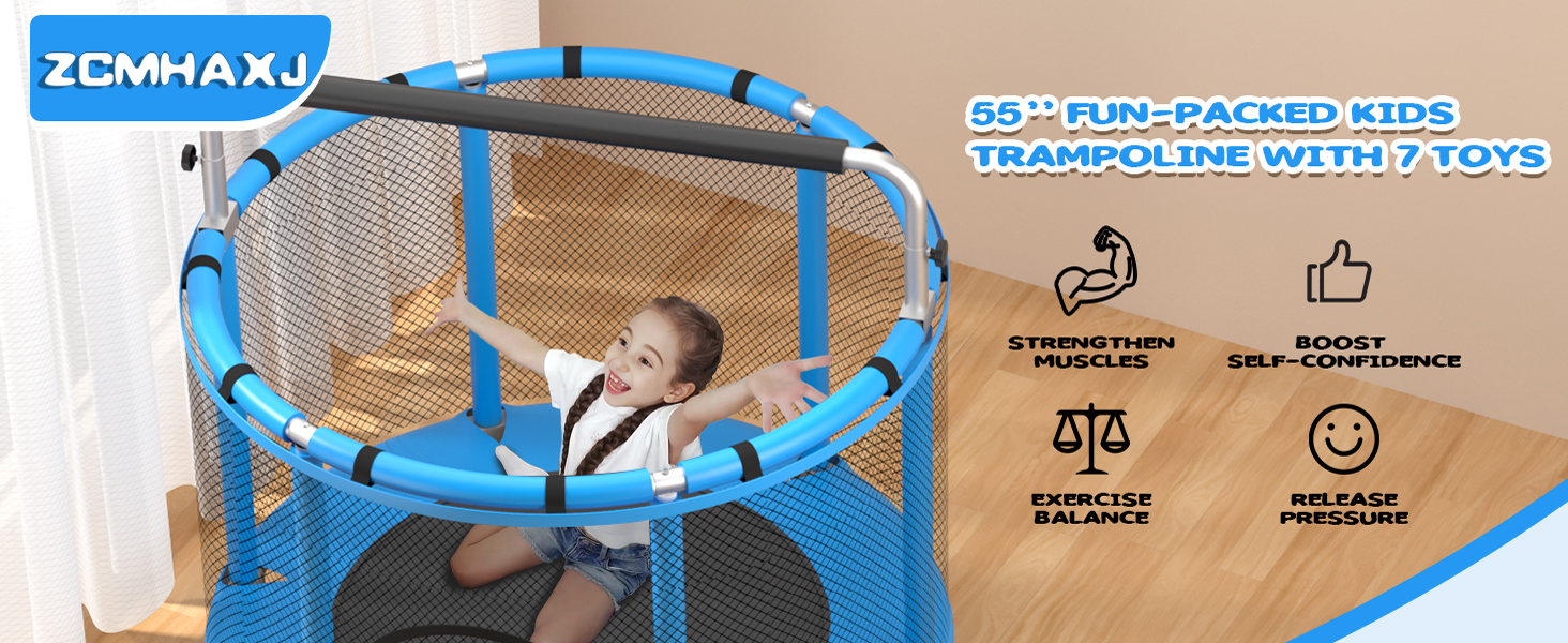 ZCMHAXJ Kids Trampoline with 7 Toys