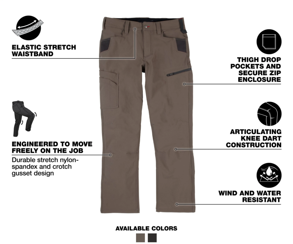 Men's Tech Work Pants with 7 Pockets