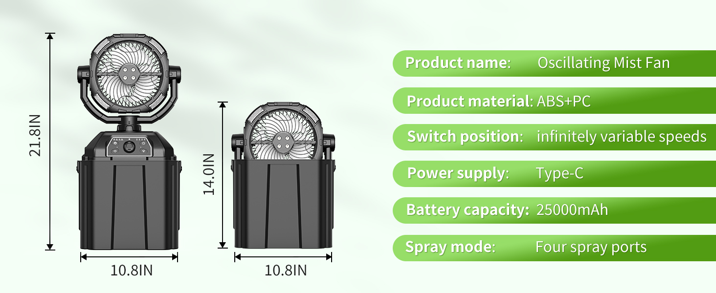 portable fan with mist