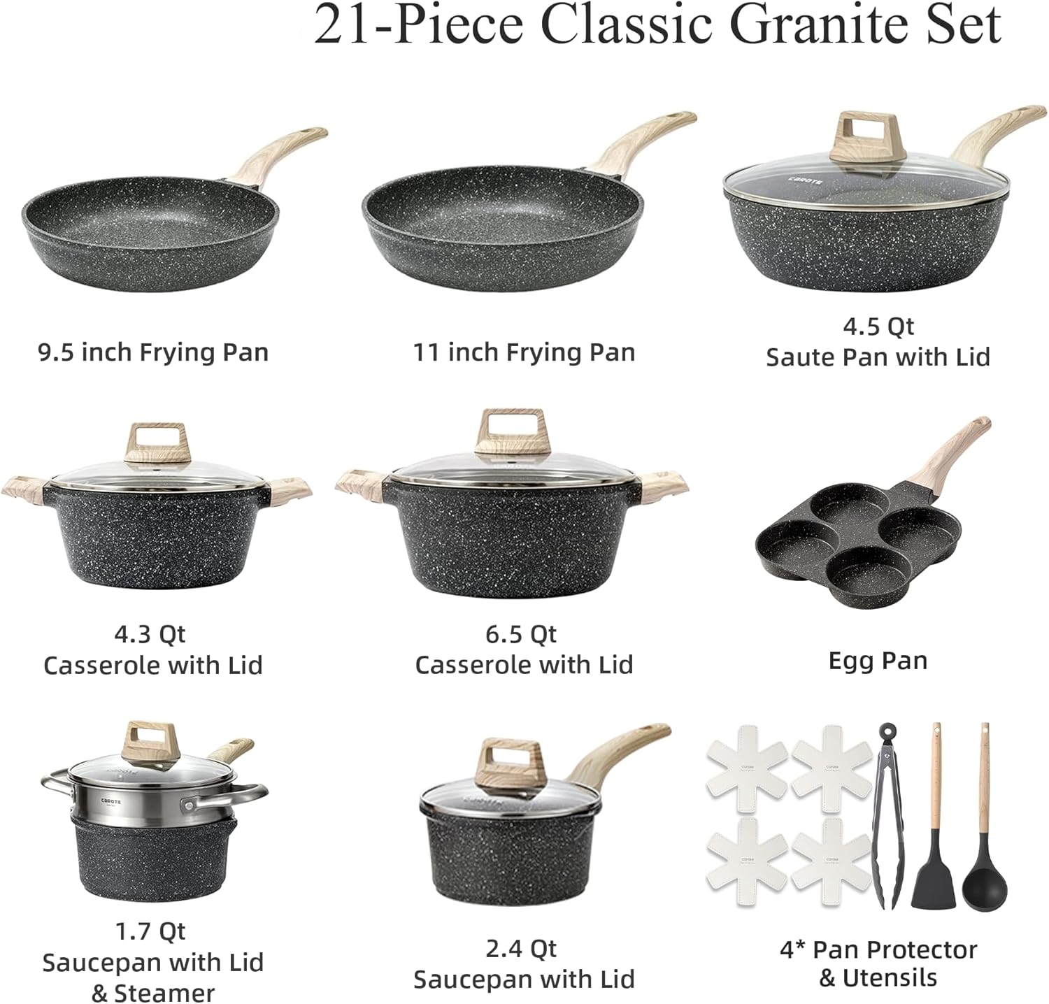 21Pcs Pots and Pans Set