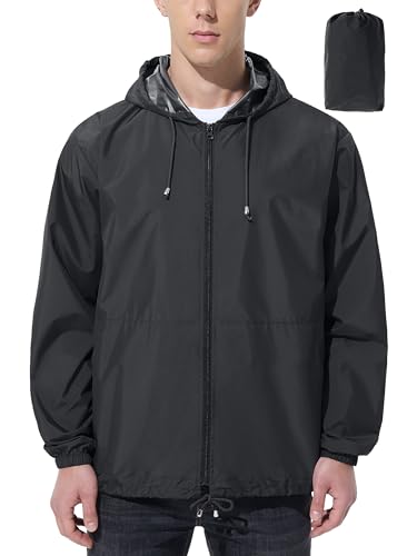 UIQUR Men Waterproof Raincoat Windbreaker Lightweight Packable Rain Jacket detail 11