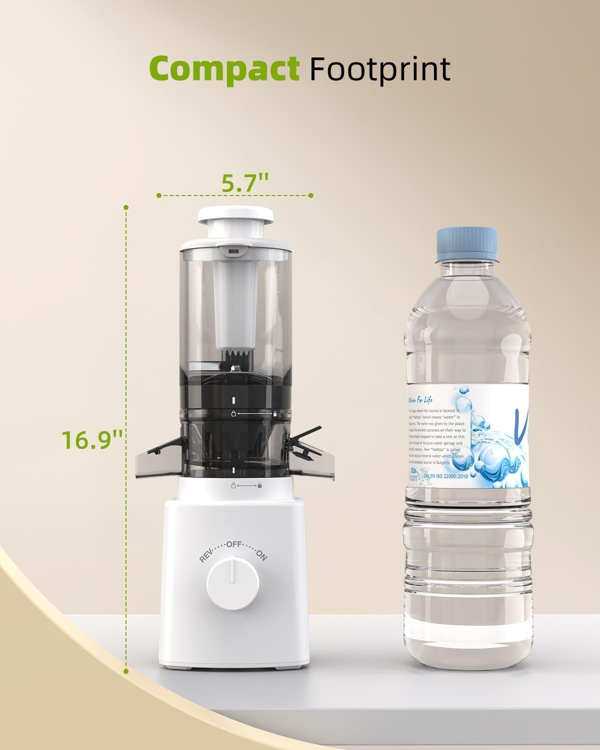 Cold Press Juicer with 8 Juice Bottles - Masticating Juicer Machines for Fruits and Veggies, 4.25" Large Feed Chute, Easy to Clean
