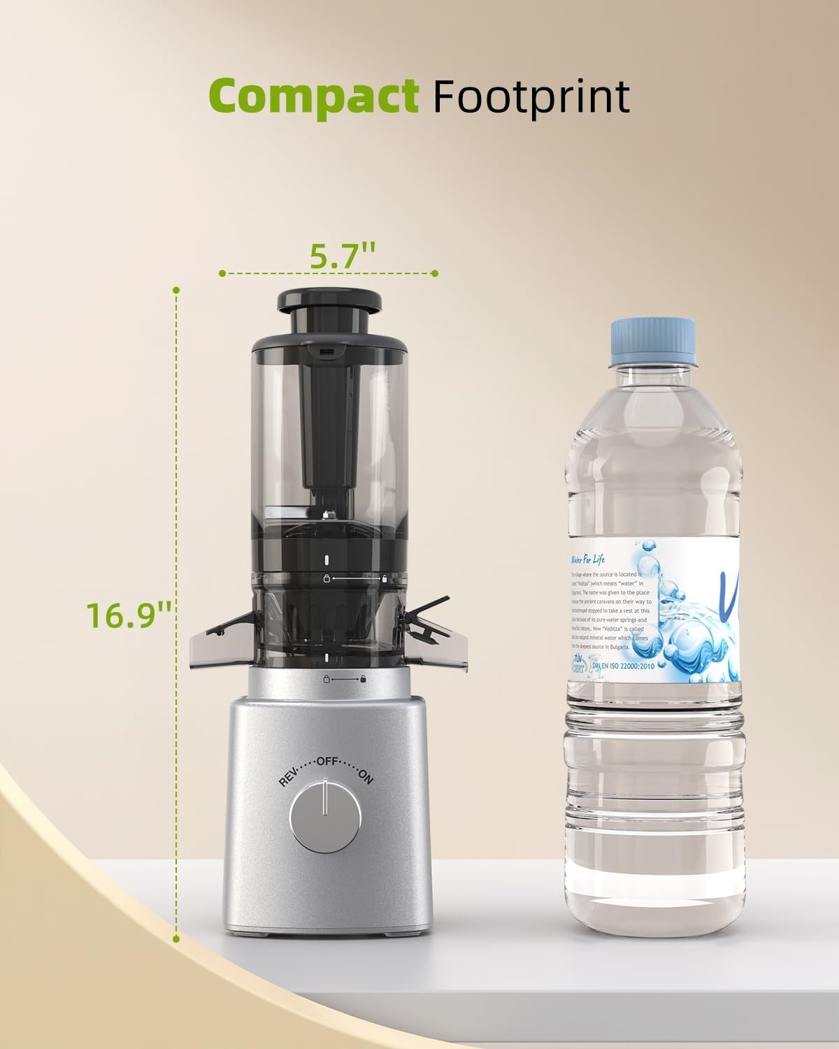 Cold Press Juicer with 8 Juice Bottles - Masticating Juicer Machines for Fruits and Veggies, 4.25" Large Feed Chute, Easy to Clean