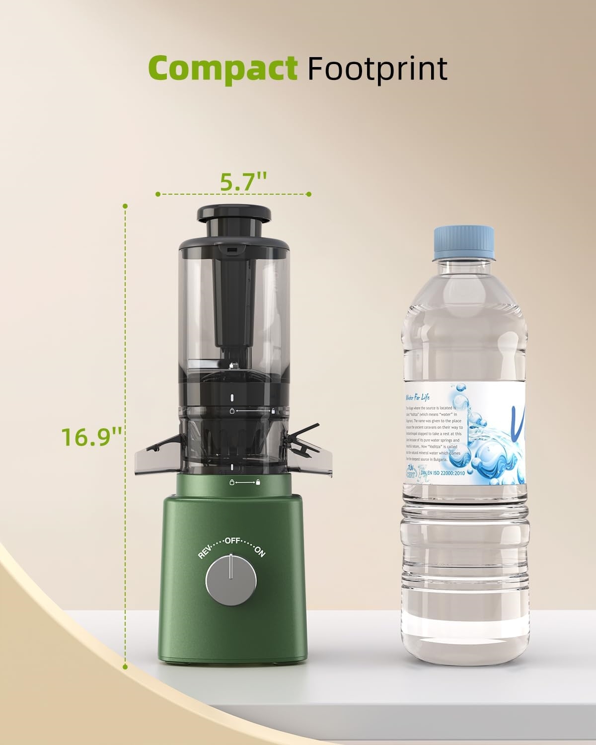 Cold Press Juicer with 8 Juice Bottles - Masticating Juicer Machines for Fruits and Veggies, 4.25" Large Feed Chute, Easy to Clean