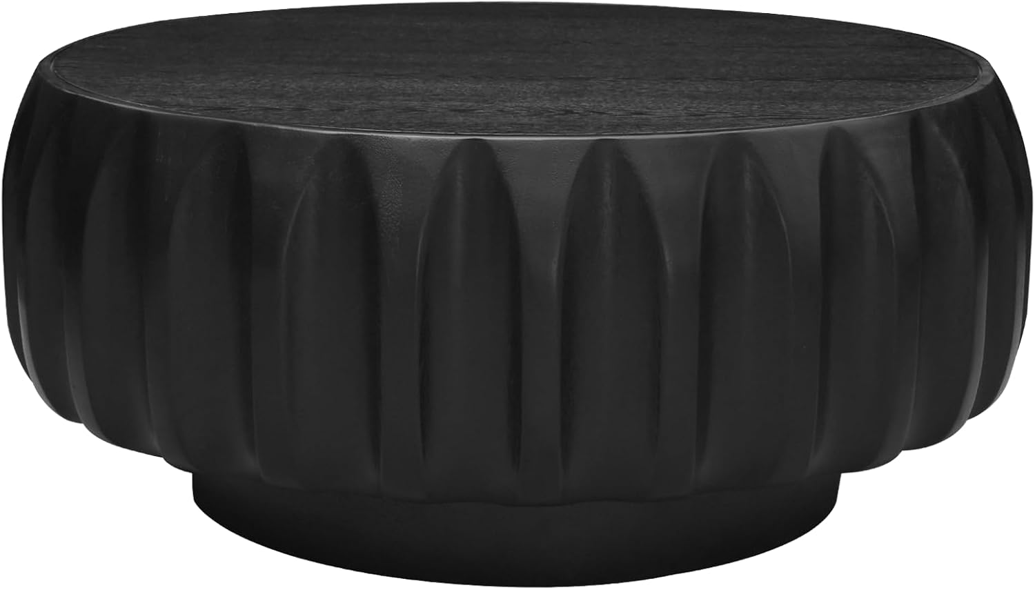 Nesting Coffee Table Set of 2, Round & Crescent Moon Wooden Coffee Tables, Modern Luxury Accent End Tea Table for Living Room Apartment (Black-Round)