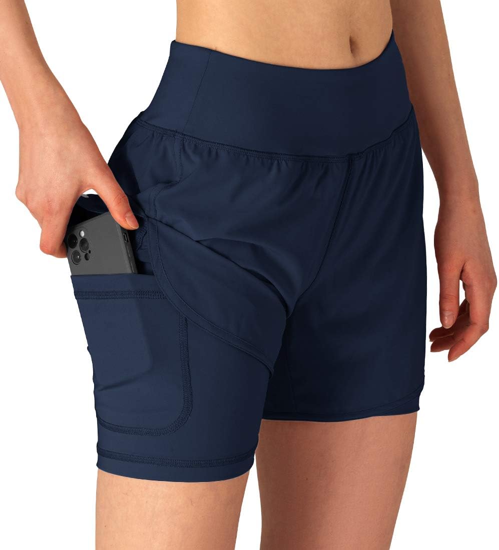 Women's 2 in 1 Running Shorts Workout Athletic Gym Yoga Shorts Liner