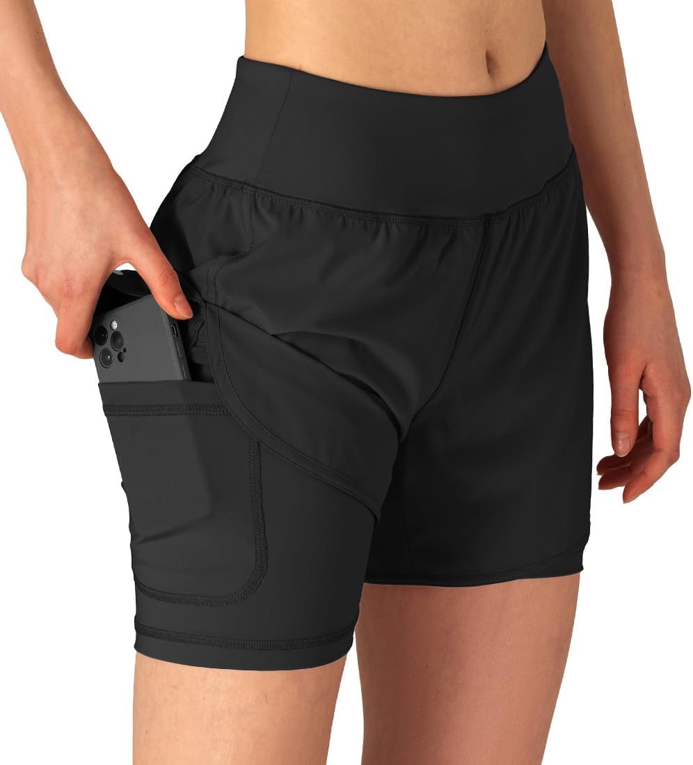 Women's 2 in 1 Running Shorts Workout Athletic Gym Yoga Shorts Liner