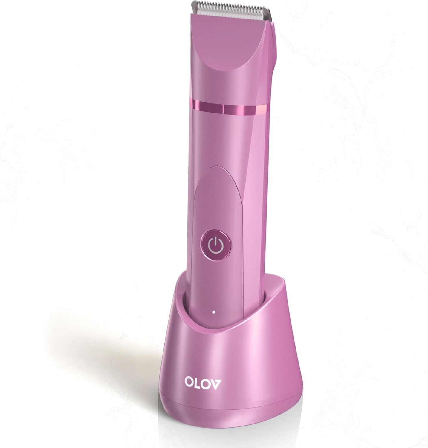 OLOV Electric Body Hair Trimmer - Groin Trimmer for Men - Bikini Trimmer Women - Wet/Dry Shaver Groomer, Replaceable Ceramic Blade Heads, USB Recharge Dock, Waterproof Hygiene Razor,Purple