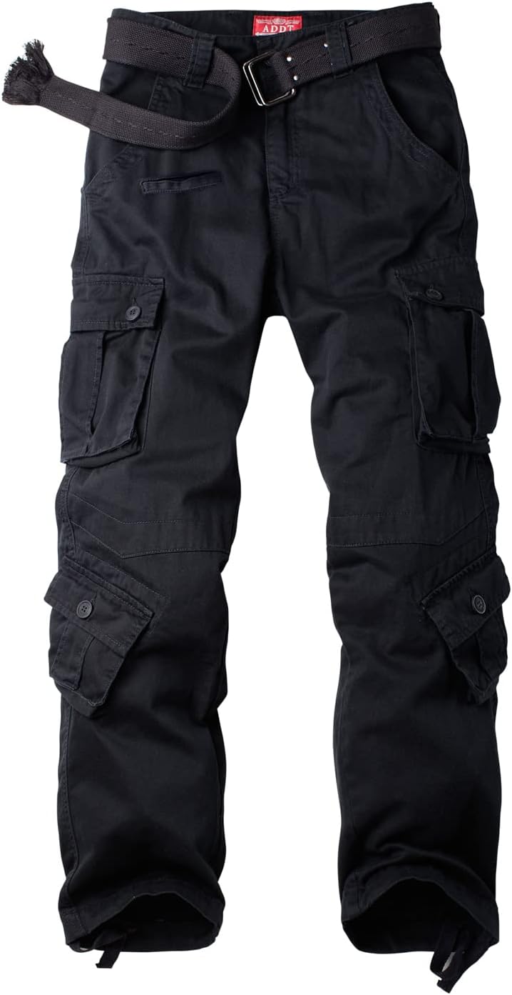 Men's Cargo Pants Casual Tactical Military Pants, Classic Twill Relaxed Fit Work Camo Pants with 9 Pockets No Belt