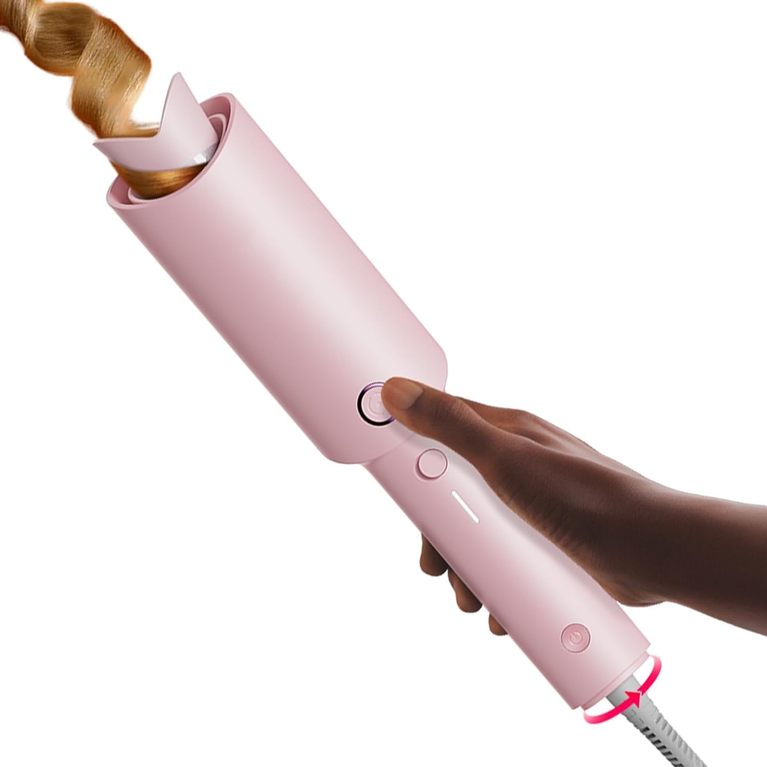 Automatic Rotating Curling Iron - CURLPRO Beach Waves Curling Wand, Portable Hair Curler, 500 Million Ionic, Dual Voltage & Lightweight for Travel, Ceramic Coating, 1 Inch, Metallic Gray