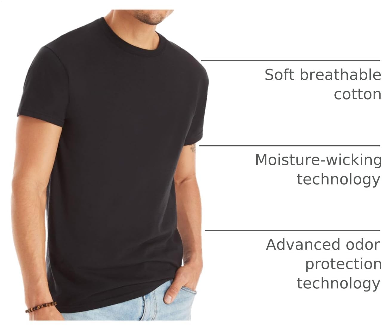 Hanes men's stay-tucked cotton undershirts multipack