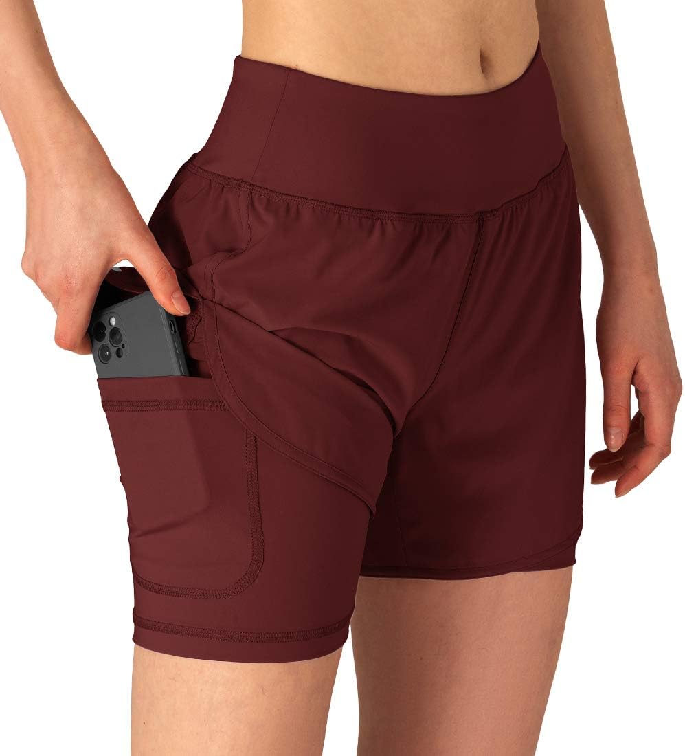 Women's 2 in 1 Running Shorts Workout Athletic Gym Yoga Shorts Liner