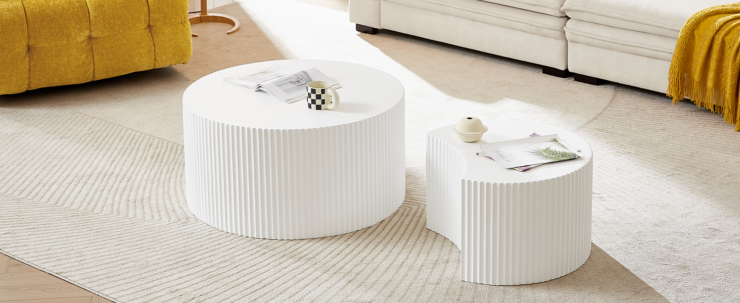 White Coffee Table Set of 2