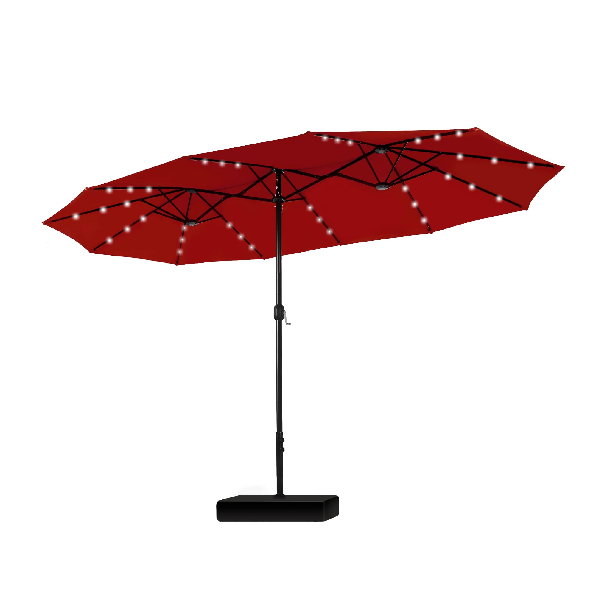 🔥🔥Limited Time Offer🔥🔥 15 ft Extra Large Patio Umbrella with 36 LED Lights, Metal Construction, Includes Base
