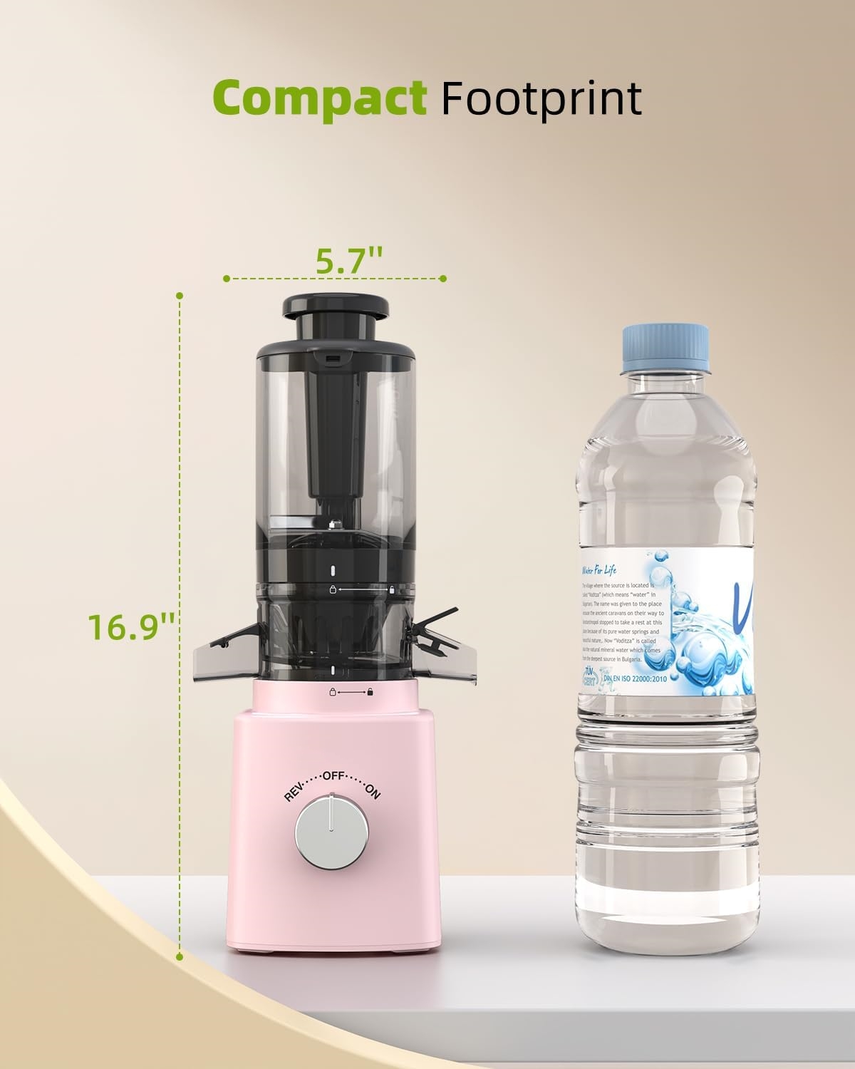 Cold Press Juicer with 8 Juice Bottles - Masticating Juicer Machines for Fruits and Veggies, 4.25" Large Feed Chute, Easy to Clean