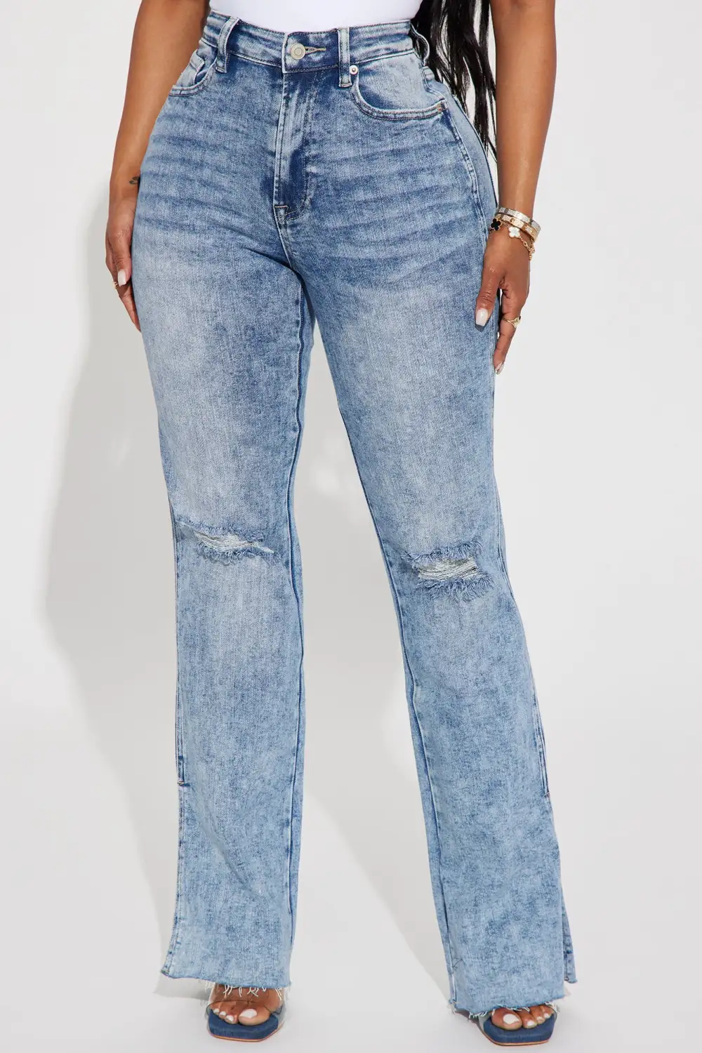 Sweet Sensation Stretch Split Hem Bootcut Jean - Medium Wash