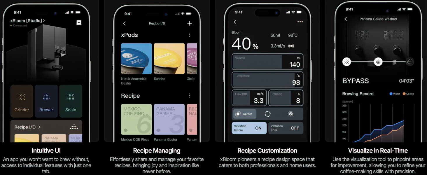 xBloom Studio features the best digital companion for coffee brewing all in one app