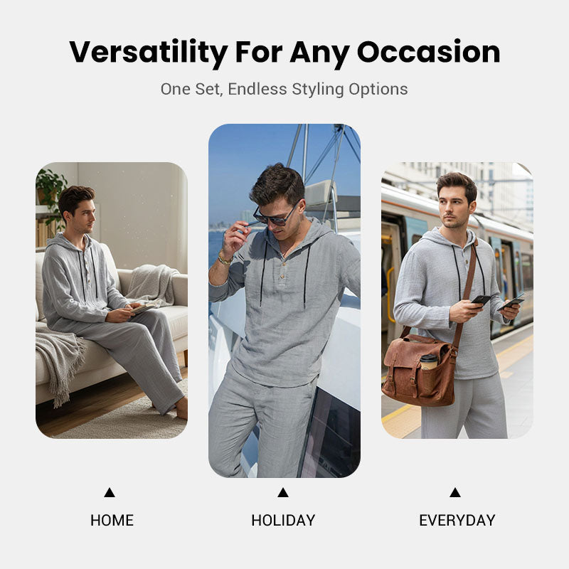 Men's Hooded Casual Loose Top & Pants 2-Piece Set product image