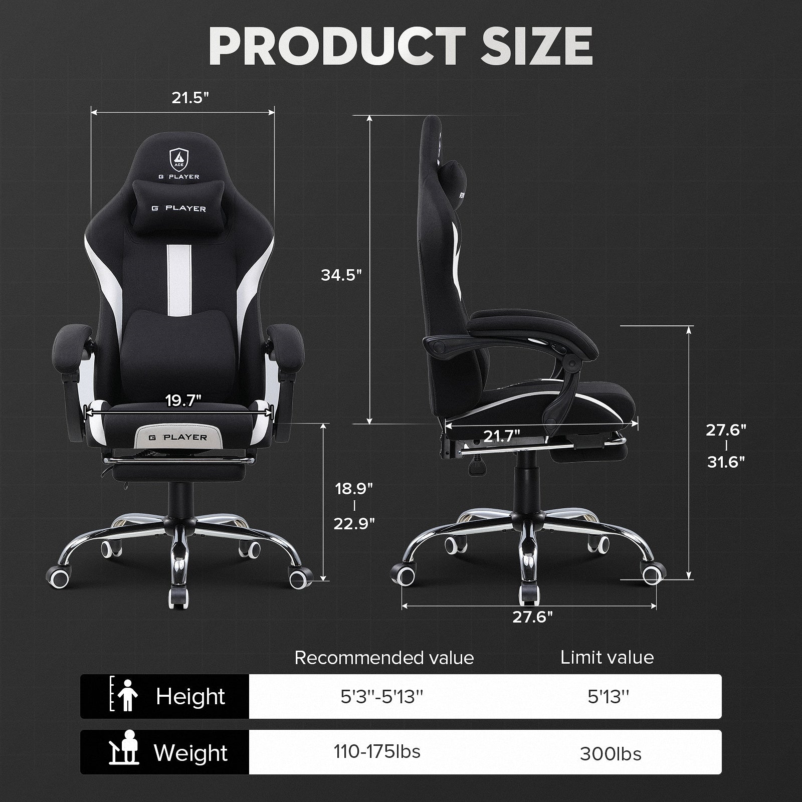 G Gaming Chair with Footrest