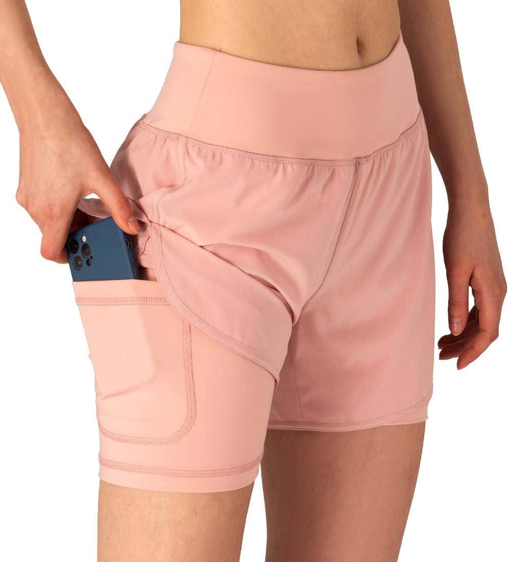 Women's 2 in 1 Running Shorts Workout Athletic Gym Yoga Shorts Liner