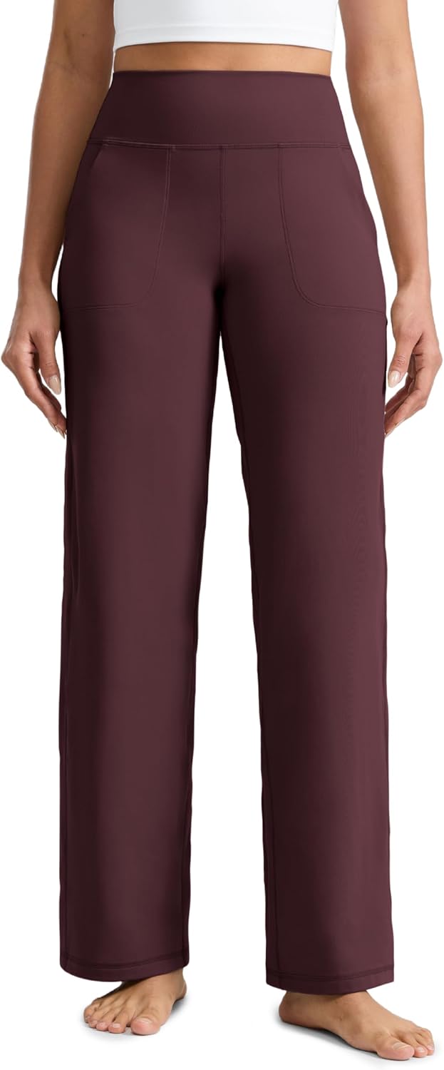 CRZ YOGA Butterlift Wide Leg Pants with Pockets - Ripe Plum