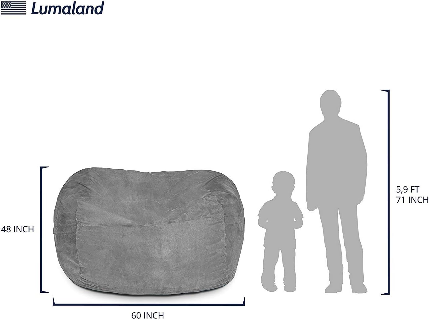 Luxurious Giant 7ft Bean Bag Chair with Microsuede Cover - Ultra Soft, Foam Filling, Washable XXL Bean Bag Sofa for Kids, Teenagers, Adults - Sack Chair for Dorm, Family Room - Brown