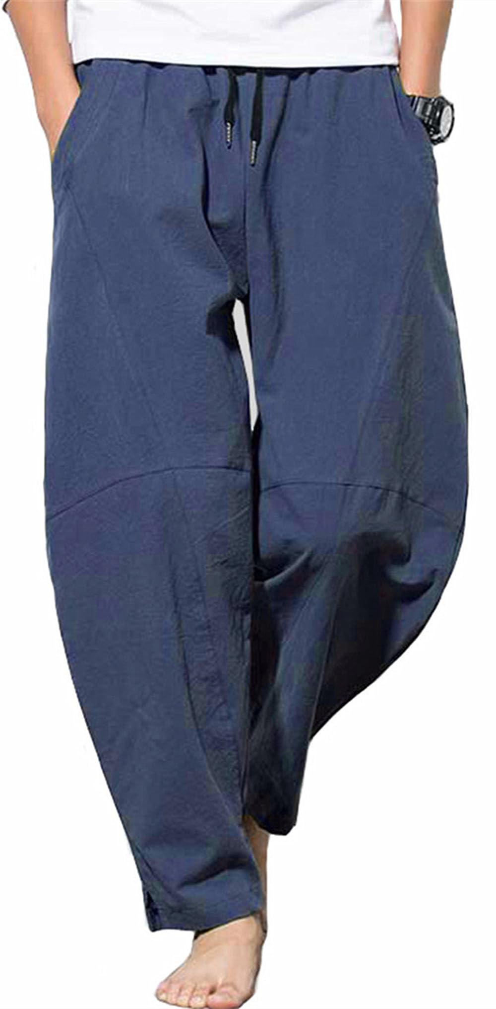 COOFANDY Men Cotton Linen Drawstring Pants Casual Lightweight Summer Beach Pants detail image