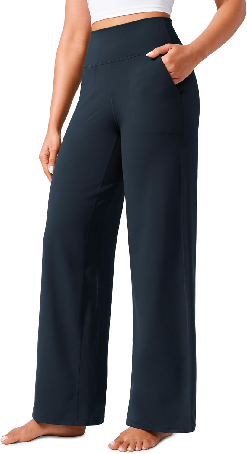 CRZ YOGA Butterlift Wide Leg Pants with Pockets - True Navy
