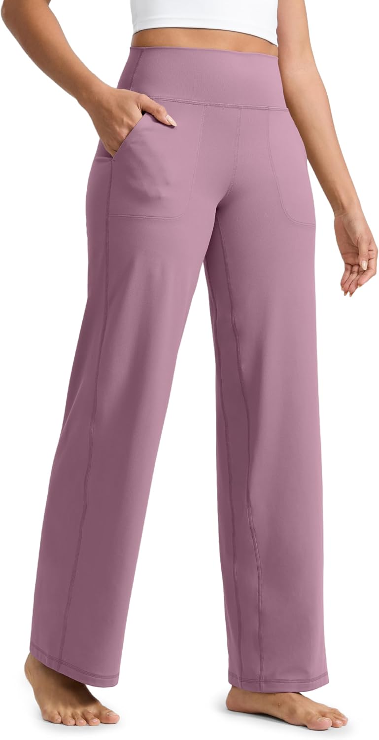 CRZ YOGA Butterlift Wide Leg Pants with Pockets - Light Lavender