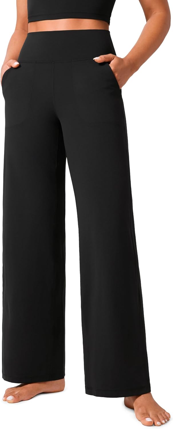 CRZ YOGA Butterlift Wide Leg Pants with Pockets - Black