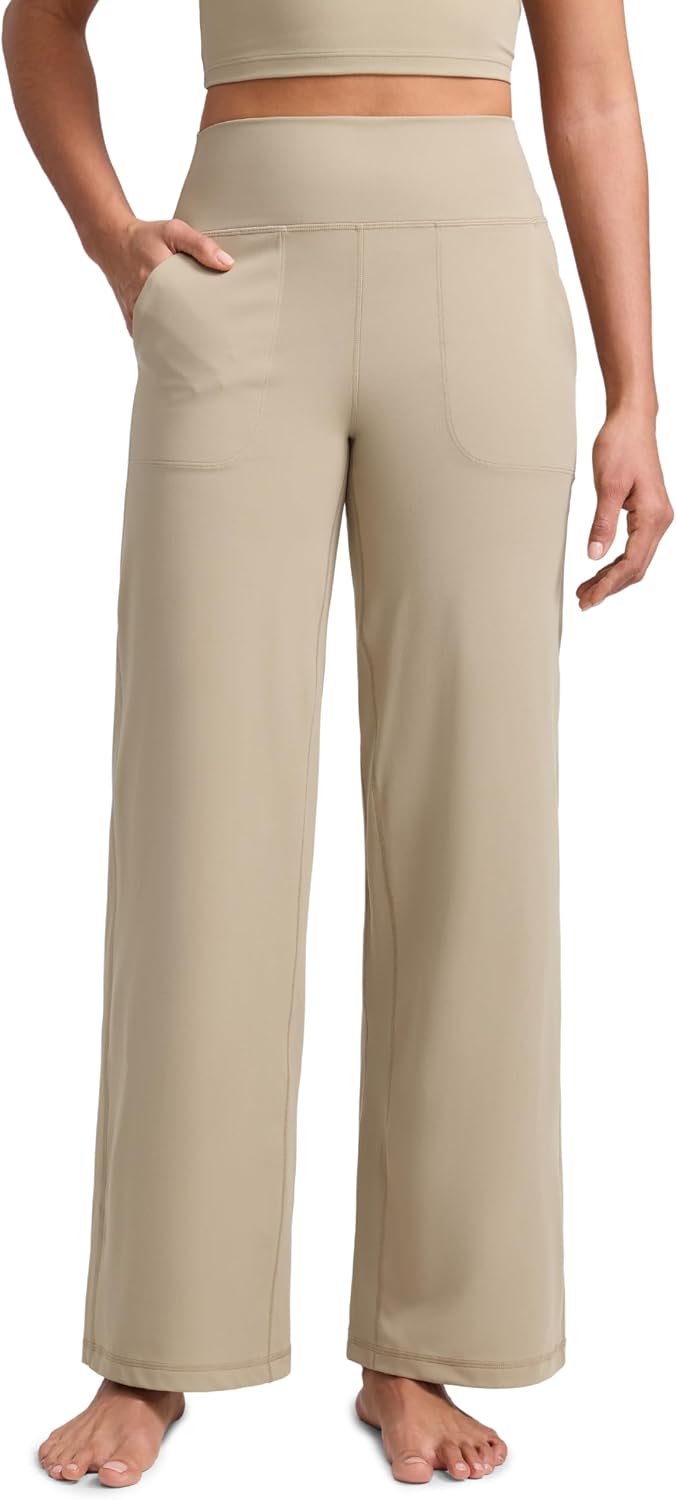 CRZ YOGA Butterlift Wide Leg Pants with Pockets - Oak