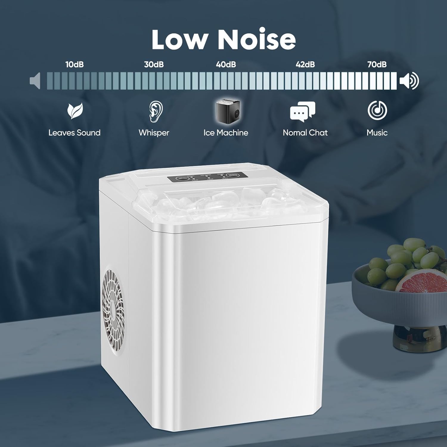 Sweetcrispy Countertop Ice Maker, Portable Ice Machine Self-Cleaning, 9 Cubes in 6 Mins, 26 lbs/24Hrs, 2 Sizes of Bullet Ice for Home Party Office,Elegant Black