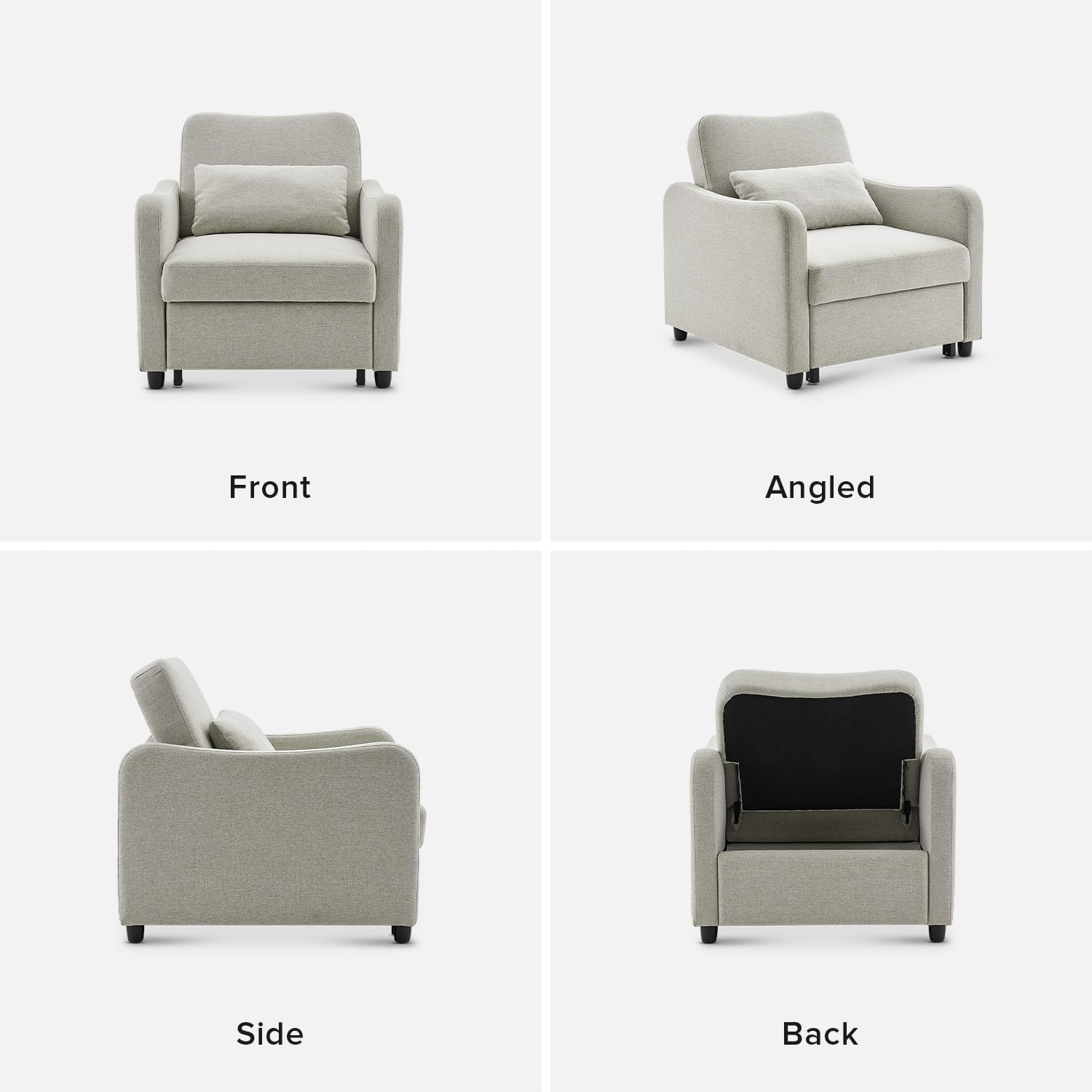 mopio Sophie 4-in-1 Convertible Sleeper Chair Bed, Accent Chair, Chaise Lounge, Comfy Reading Armchair, Pull Out Sofa Bed with Adjustable Backrest for Living Room, Bedroom (Pearl White Boucle)