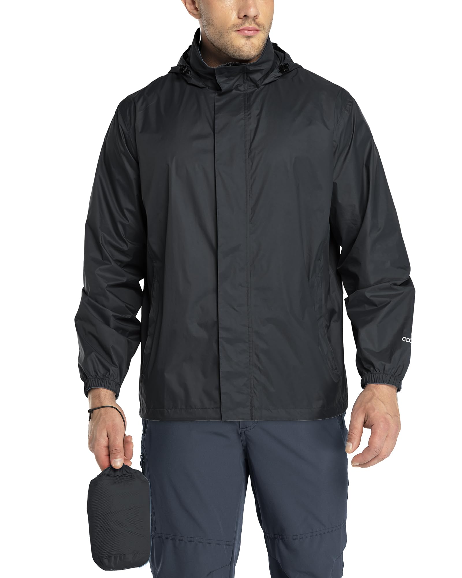 UIQUR Men Waterproof Raincoat Windbreaker Lightweight Packable Rain Jacket detail image