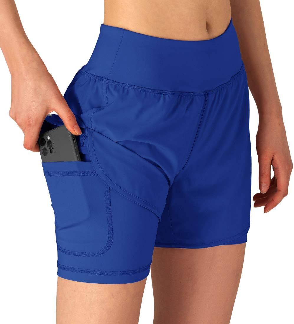 Women's 2 in 1 Running Shorts Workout Athletic Gym Yoga Shorts Liner