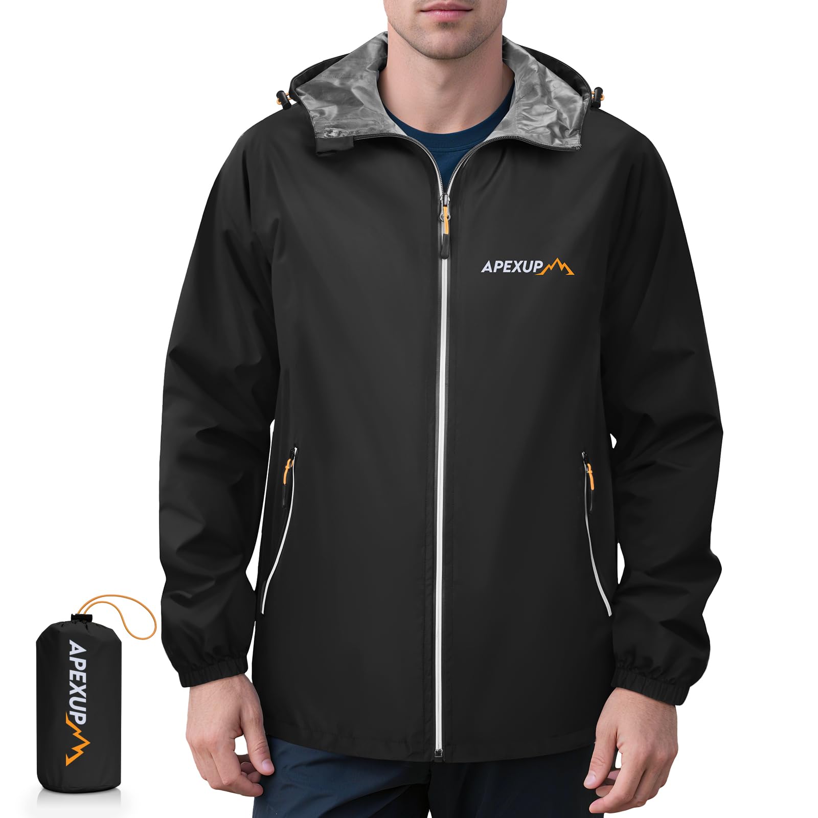 UIQUR Men Waterproof Raincoat Windbreaker Lightweight Packable Rain Jacket detail image