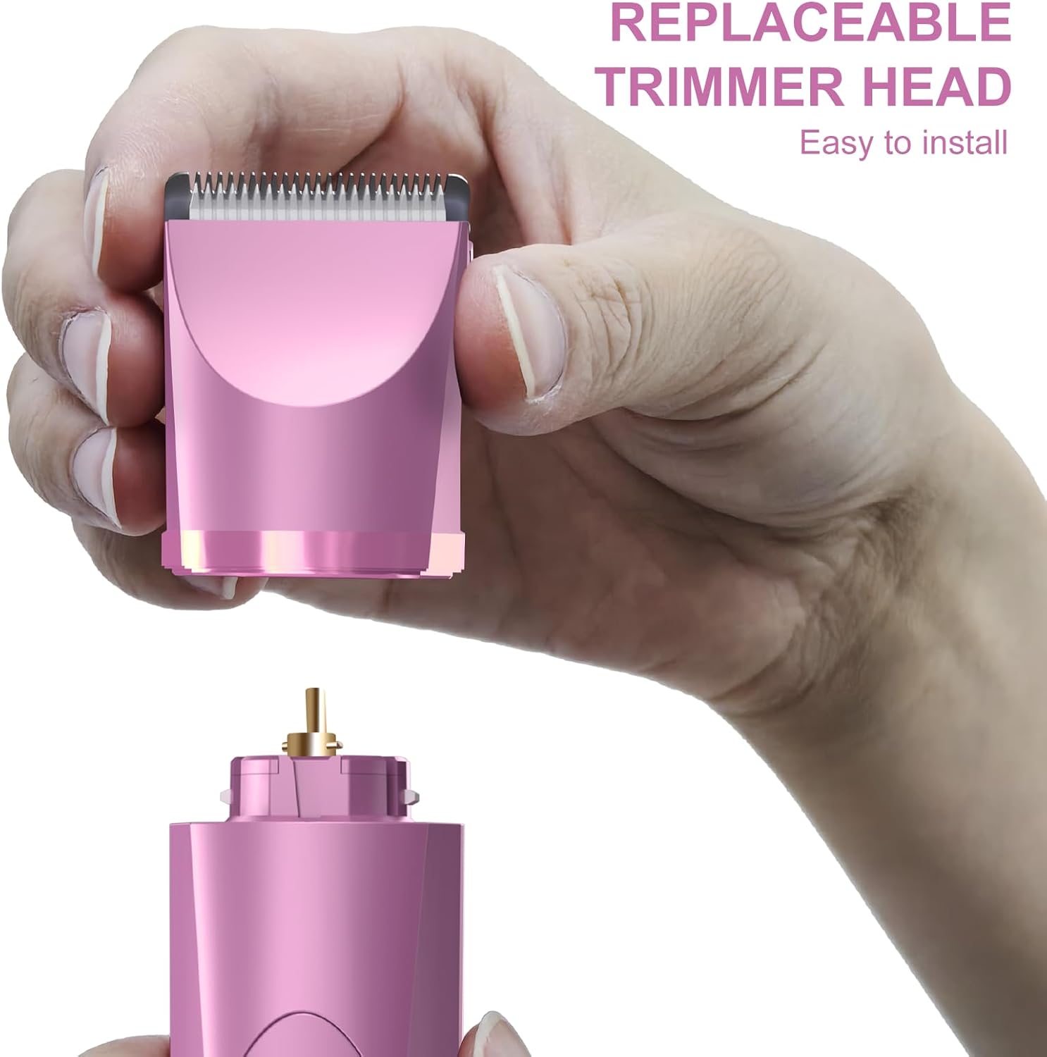 OLOV Electric Body Hair Trimmer - Groin Trimmer for Men - Bikini Trimmer Women - Wet/Dry Shaver Groomer, Replaceable Ceramic Blade Heads, USB Recharge Dock, Waterproof Hygiene Razor,Purple