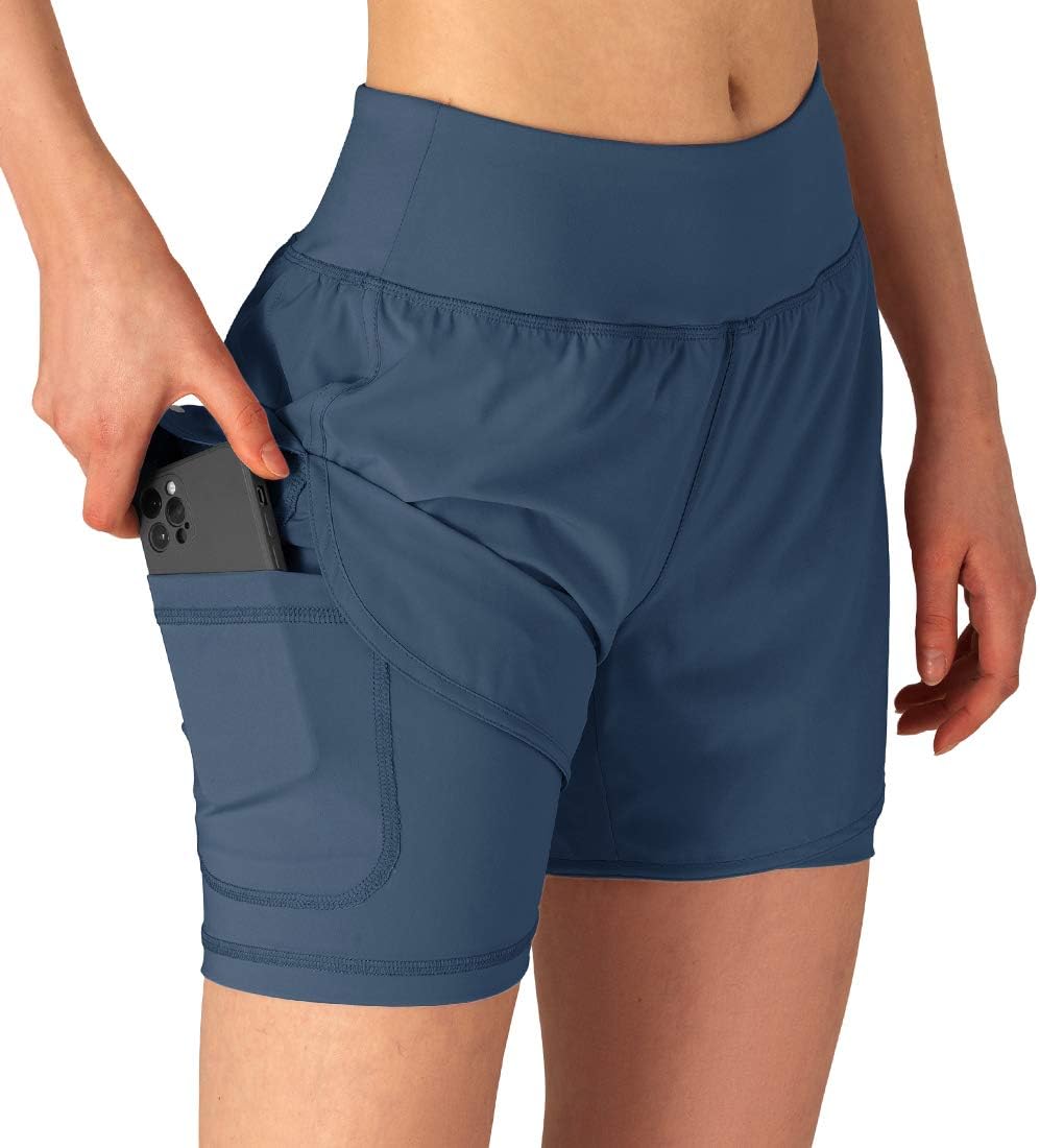 Women's 2 in 1 Running Shorts Workout Athletic Gym Yoga Shorts Liner
